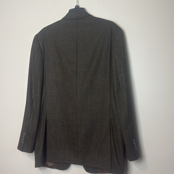 Men’s Brown and Black Wool Laine Suit Jacket Blazer Size 42L - Picture 9 of 10